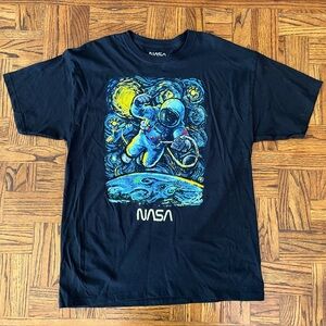 NASA Astronaut Starry Starry Night Men’s T-shirt Black NWOT
